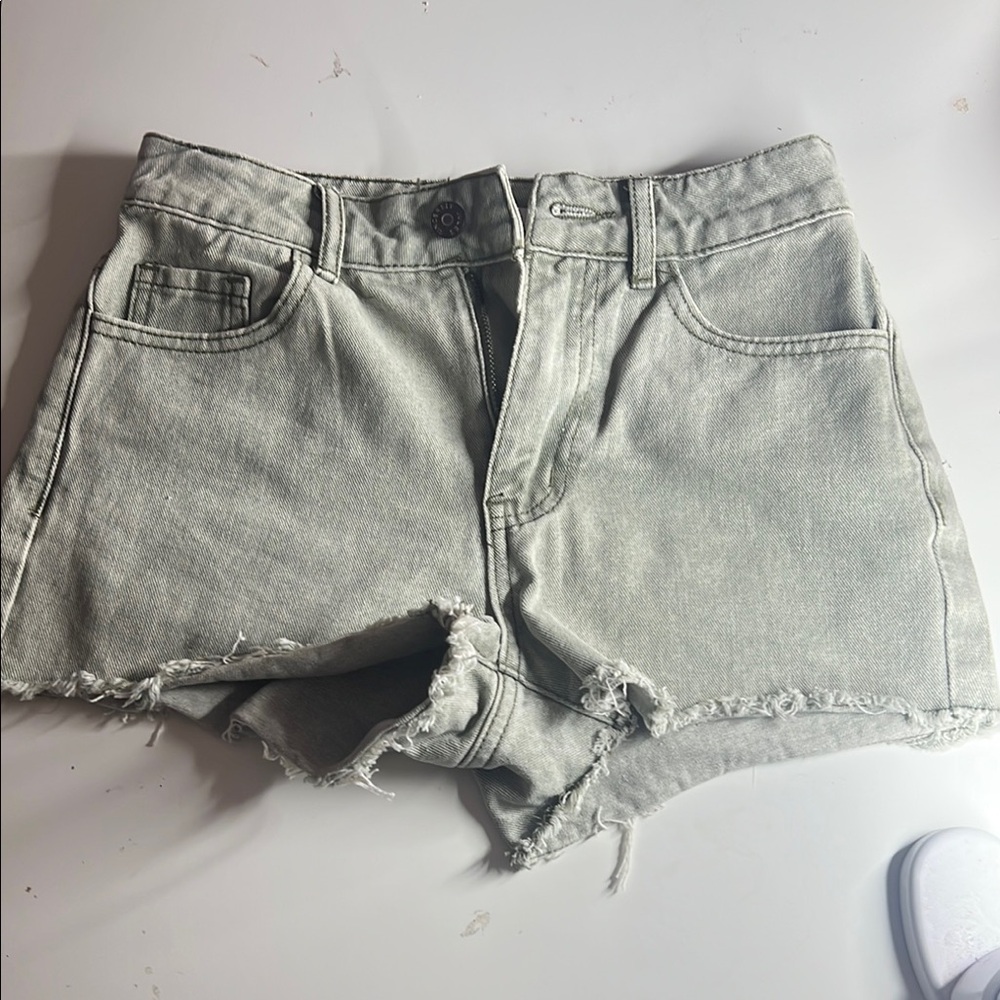 Forever 21 Gray Jean Shorts with Frayed Hem